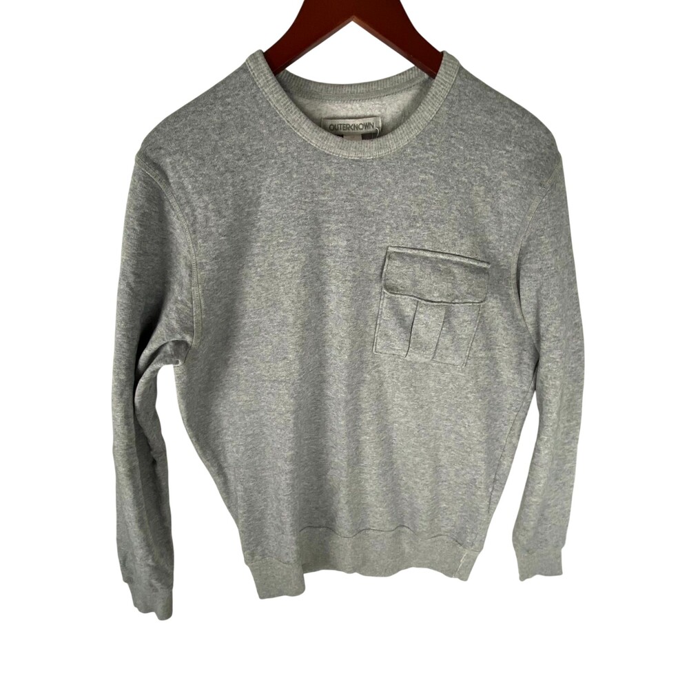 Outerknown Sweatshirt Men's Small Gray Cotton Fleece Lined Round Neck Pullover